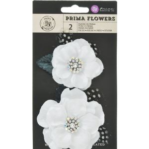Kwiatki materiałowe Prima Marketing Plume White 2szt, 8cm